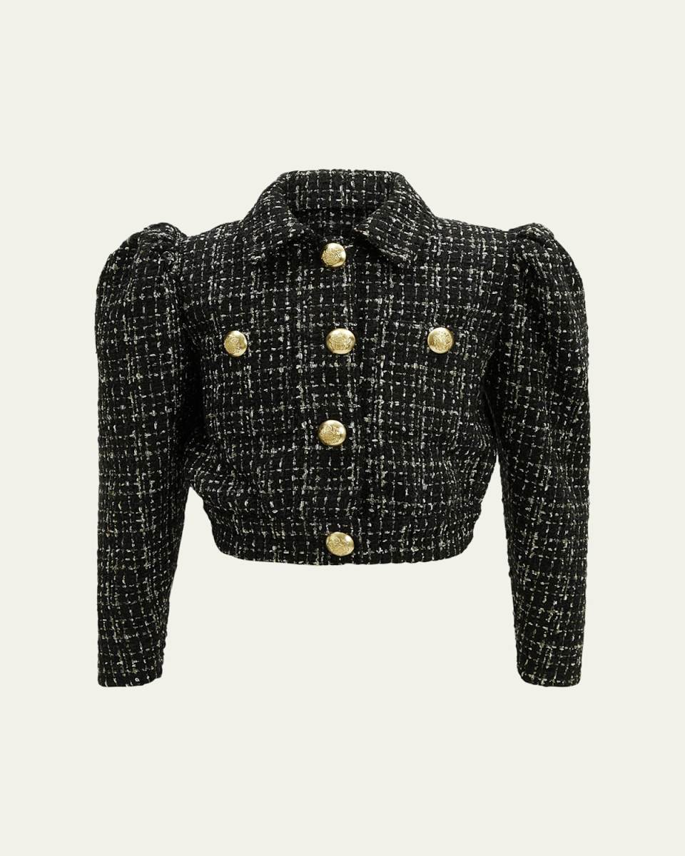 Girl's Phoebe Cropped Boucle Jacket, Size 8-14